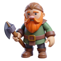 splendid distinguished A stylized dwarf, bearded, holding an axe with Transparent Background png