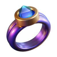 nostalgic enchanting A realistic magic ring, glowing gemstone with Transparent Background expertly shot png