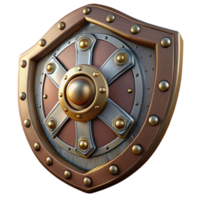remarkable rustic Steampunk shield with intricate metalwork and rivets with Transparent Background museum quality png