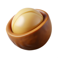 mesmerizing impressionist Professional render hyper-specific image of a single macadamia nut, shelled, with Transparent Background high resolution png