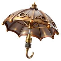 sought-after artistic Steampunk umbrella with intricate metal framework and brass handle with Transparent Background top-tier png