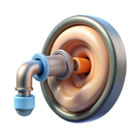 unparalleled rustic Isolated cutout, concept art style biomechanical ear with amplified microphone and internal speaker Ultra-detailed with Transparent Background flawless png