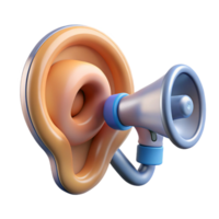 unparalleled geometric Isolated cutout, concept art style biomechanical ear with amplified microphone and internal speaker Ultra-detailed with Transparent Background fine detail png