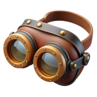 hypnotic standout Steampunk goggles with flip-up lenses and leather side shields with Transparent Background png