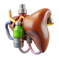 tranquil alluring Photorealistic, hyper-specific professional render of a biomechanical liver with bio-fuel processing unit and toxin filters Isolated cutout with Transparent Background high quality png