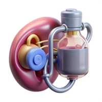 reflective spectacular Ultra-detailed, concept art style, isolated cutout biomechanical kidney with nanite filtration system and waste disposal port with Transparent Background elite png