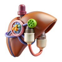 pristine baroque Photorealistic, hyper-specific professional render of a biomechanical liver with bio-fuel processing unit and toxin filters Isolated cutout with Transparent Background ultra HD png