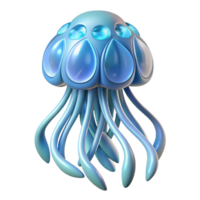 wonderful creative Concept art style, isolated cutout of a single, bioluminescent, fractal-shaped jellyfish, pulsating with intricate inner light patterns with Transparent Background premium png