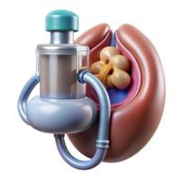 memorable minimalist Ultra-detailed, concept art style, isolated cutout biomechanical kidney with nanite filtration system and waste disposal port with Transparent Background luxury png