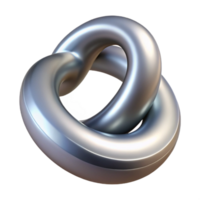 pristine signature Hyper-specific professional render of a single, floating, Klein bottle made of brushed aluminum Isolated cutout with Transparent Background png