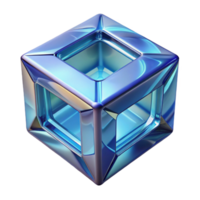 striking organic Hyper-specific professional render of an isolated, rotating, tesseract made of transparent glass Isolated cutout with Transparent Background 8K png