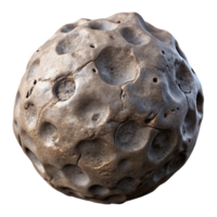 unforgettable art deco Hyper-specific, isolated cutout of a single, ancient, weathered asteroid, ultra-detailed surface textures, professional render with Transparent Background premium png