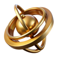 timeless baroque Hyper-specific professional render of an isolated, rotating, gyroscope made of polished brass Isolated cutout with Transparent Background exclusive png