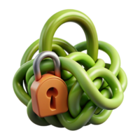 spectacular acclaimed A stylized, abstract lock and key made of interwoven vines with Transparent Background png