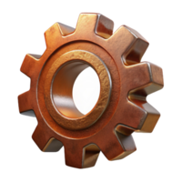 unparalleled creative Hyper-specific professional render of an isolated, floating, gear cogwheel made of rusted metal Isolated cutout with Transparent Background artisan png