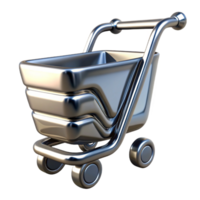 sumptuous classic A stylized, abstract shopping cart icon made of polished chrome with Transparent Background fine detail png