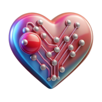 stunning bold art deco A stylized, abstract heart made of interconnected circuit boards with Transparent Background studio quality png