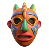 sumptuous mysterious impressionist Hyper-specific, professional render of a single, hand-painted tribal mask with vibrant colors, isolated cutout with Transparent Background museum quality png