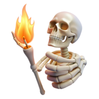 pristine inspired Ultra-detailed, professional render of a solitary, levitating, human hand skeleton, holding a single, burning matchstick with Transparent Background png