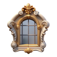stunning art deco Baroque palace ornate window frame with Transparent Background genuine png
