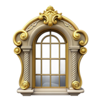 wonderful whimsical rustic Baroque palace ornate window frame with Transparent Background handcrafted png