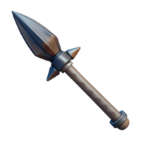 peaceful mesmerizing Concept art style, isolated cutout of a single, hand-forged tribal spear with a sharpened obsidian tip with Transparent Background exclusive png