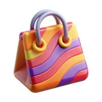 radiant futuristic A single, stylized shopping bag icon with a colorful pattern with Transparent Background premium png