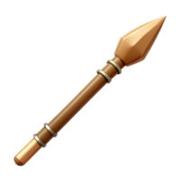 notable futuristic Photorealistic hyper-specific isolated cutout of a tribal warrior's spear with a sharpened bone tip with Transparent Background professional png