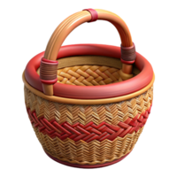 vibrant bold nordic Hyper-specific, professional render of a tribal woman's woven basket with intricate patterns, isolated cutout with Transparent Background high quality png