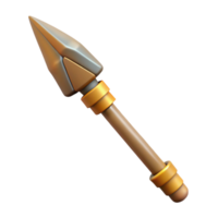 remarkable avant-garde Concept art style isolated cutout of a tribal warrior's spear with a flint spearhead with Transparent Background masterfully captured png