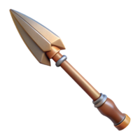 radiant elegant Hyper-specific, professional render of a tribal spear with a hand-carved wooden shaft and a sharpened flint point Isolated cutout with Transparent Background professional png