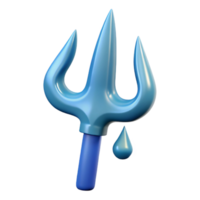 wonderful reflective avant-garde Ultra-detailed, professional render of a single, isolated cutout of Poseidon's Trident, dripping seawater with Transparent Background 4K png
