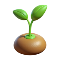 whimsical magnificent Concept art style, isolated cutout of a single, sprouting seed with its first two leaves emerging with Transparent Background studio quality png
