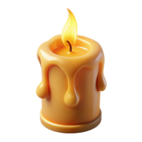 splendid sought-after Hyper-specific, photorealistic render of a single, burning candle with melting wax Isolated cutout with Transparent Background png