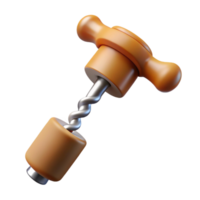 stunning mysterious baroque Photorealistic, hyper-specific professional render of a vintage corkscrew with a bone handle with Transparent Background perfect clarity png