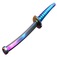 passionate impressive Ultra-detailed, photorealistic, professional render, isolated cutout of a futuristic katana with glowing blade, hyper-specific with Transparent Background detailed png