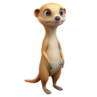 remarkable surreal A curious Meerkat standing upright, with Transparent Background sharp png