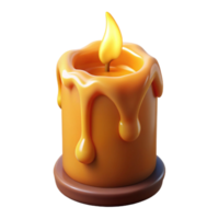 radiant unparalleled Ultra-detailed, professional render of a single, burning candle with realistic flame and melting wax Isolated cutout with Transparent Background png