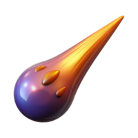 signature avant-garde Ultra-detailed, photorealistic render, isolated cutout of a single, luminous, comet with a long, trailing tail with Transparent Background original png