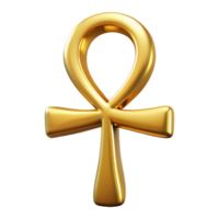 striking memorable Ultra-detailed, isolated cutout, professional render of a single Egyptian Ankh symbol, golden, hyper-specific with Transparent Background png