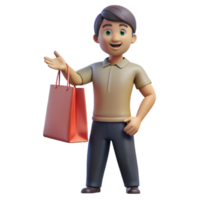 splendid minimalist Happy customer holding a shopping bag invisible, with Transparent Background professional png