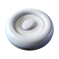 sought-after artistic Isolated cutout, single button, round, white, photorealistic render, ultra-detailed with Transparent Background precision png