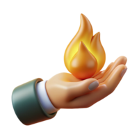 splendid tranquil geometric Isolated cutout, ultra-detailed concept art style rendering of a single, stylized human hand holding a flame with Transparent Background premium png
