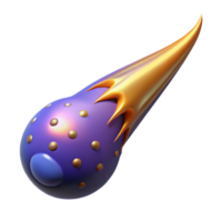 mesmerizing whimsical surreal Ultra-detailed, photorealistic render, isolated cutout of a single, luminous, comet with a long, trailing tail with Transparent Background premium png