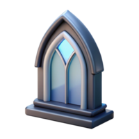 wonderful quintessential Ultra-detailed, concept art style rendering of a single, gothic arch window frame with Transparent Background png