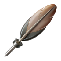 splendid exemplary Ultra-detailed, photorealistic isolated cutout of a single, floating, feather pen with a nib made of a sharpened human fingernail with Transparent Background png