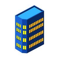 A blue building with yellow windows vector