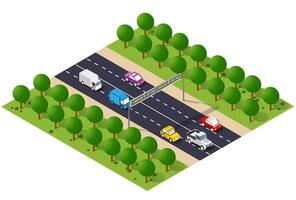 Isometric illustration of traffic on a highway vector