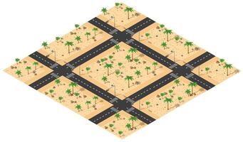 An isometric view of a road and palm trees vector