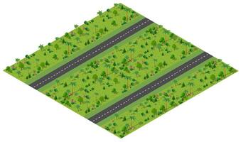An aerial view of a road and trees vector